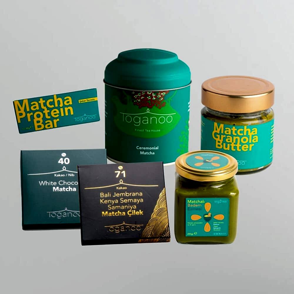 matchalı çikolata, ezme ve protein